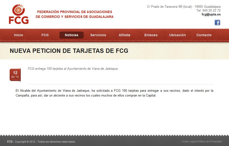 web de la Federación del Comercio de Guadalajara con la noticia