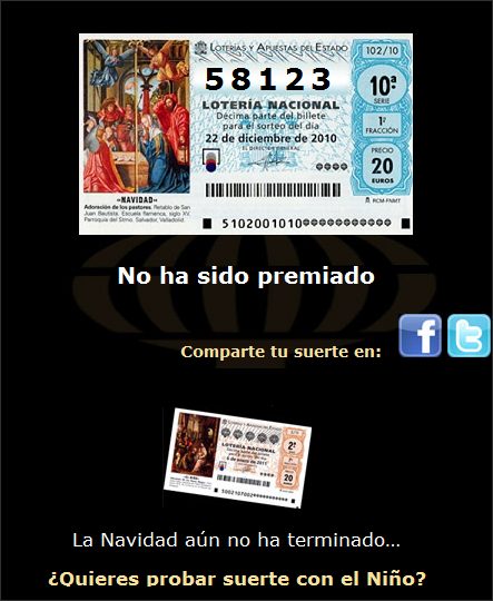 Comprobación del décimo en http://www.loteriasyapuestas.es