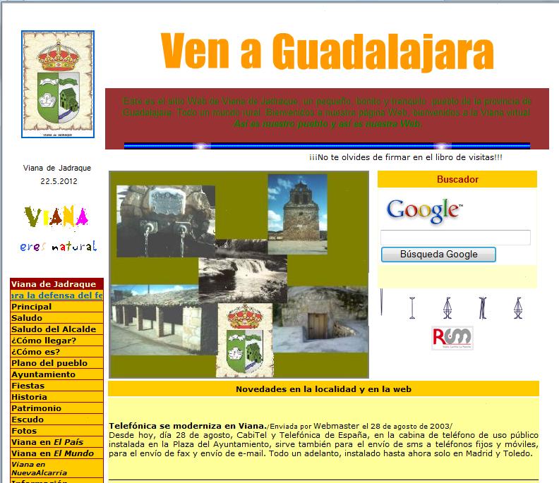 Vista de una web anterior de Viana